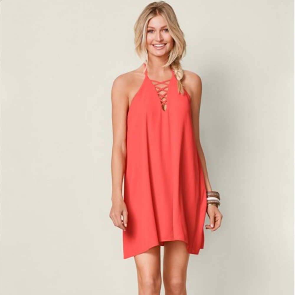 Coral halter dress by Venus